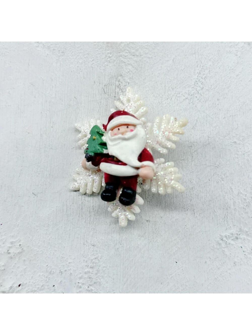 4729u. Glitter Christmas Brooch Santa